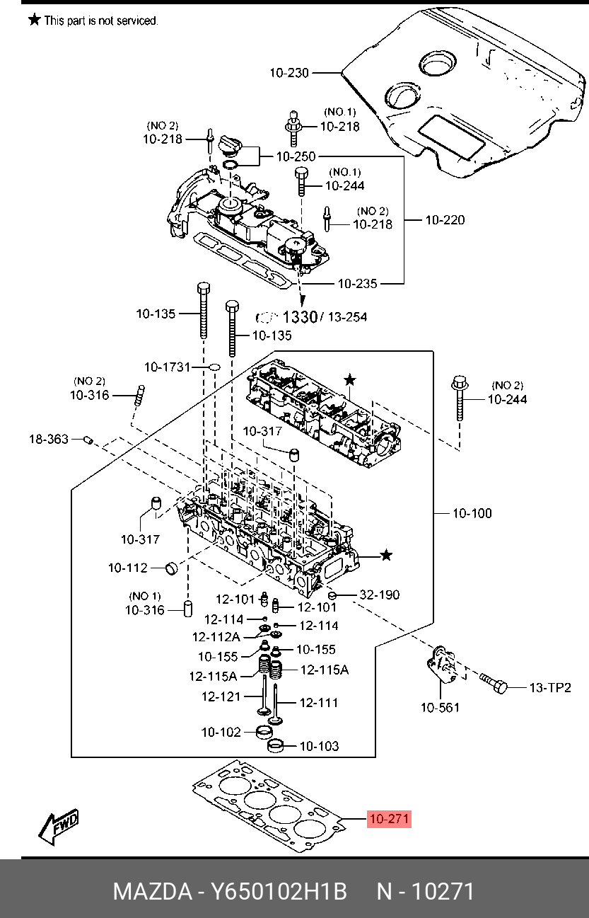 Прокладка головки блока цилиндров - Mazda Y650102H1B