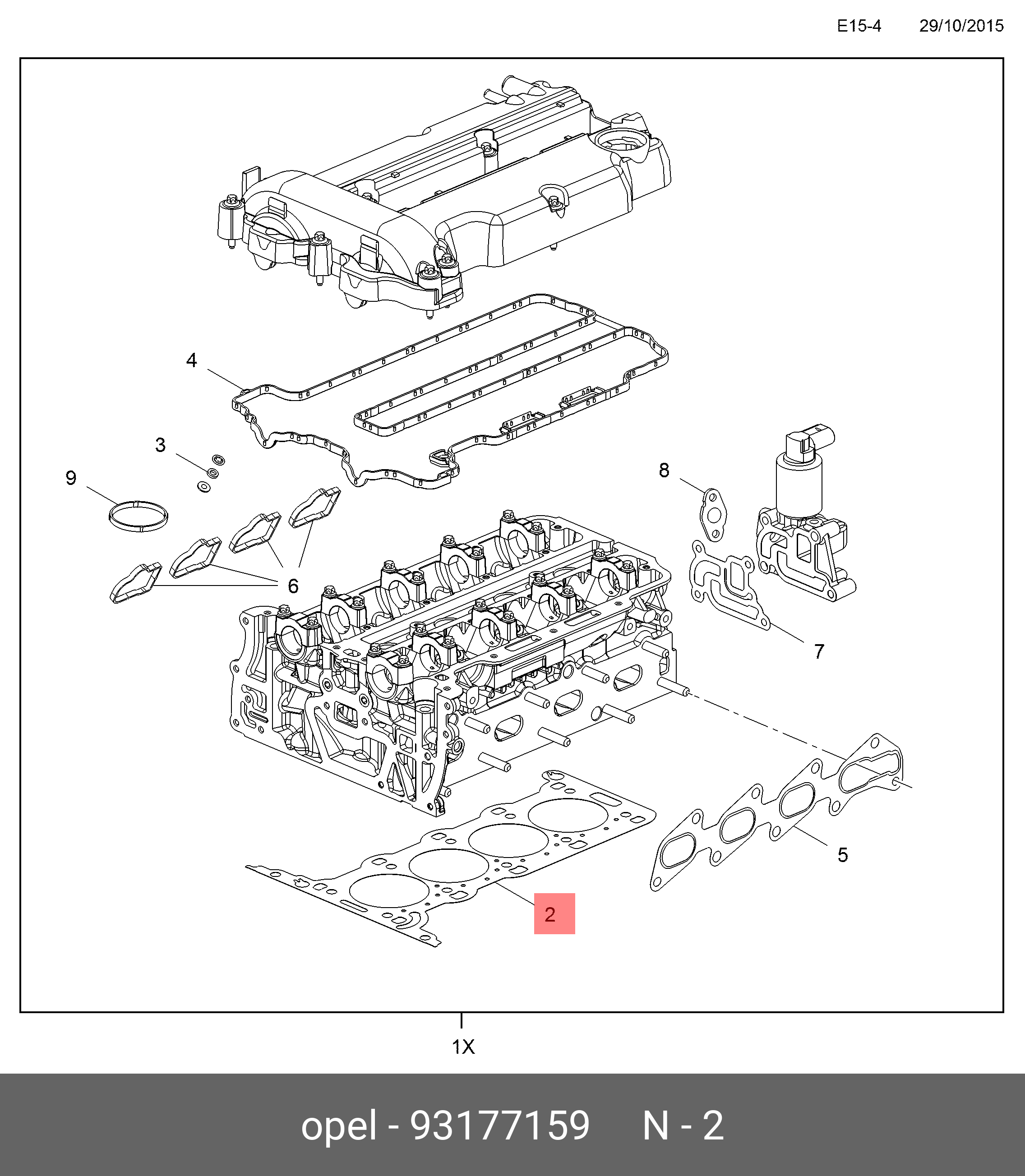 Прокладка головки блока цилиндров - Opel 93177159