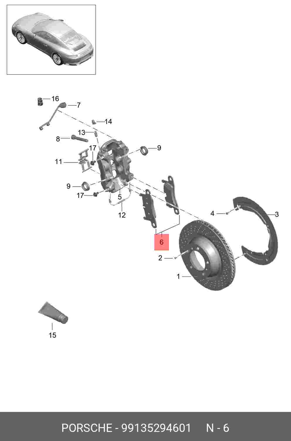 Колодки тормозные дисковые - Porsche 99135294601
