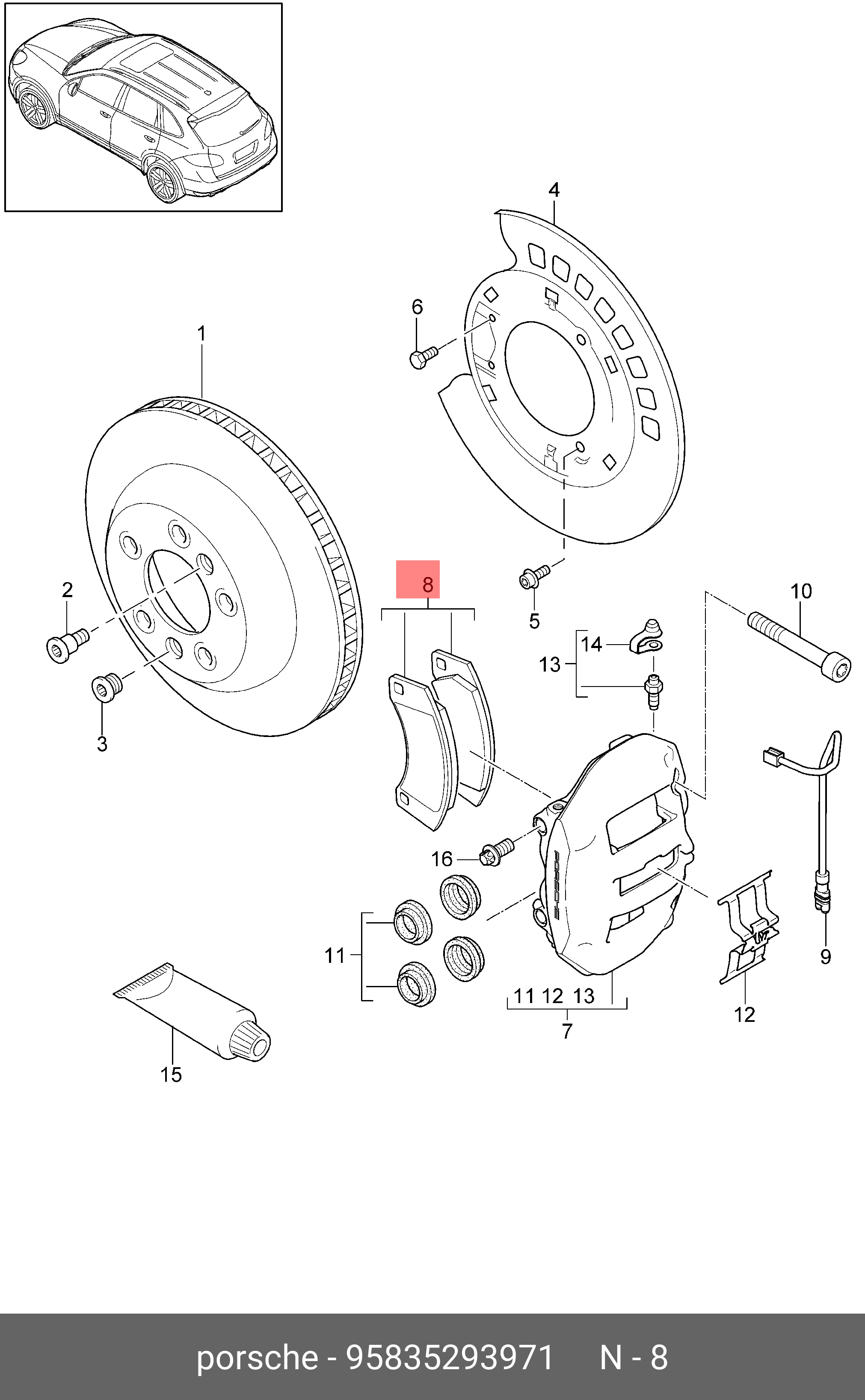 Колодки тормозные дисковые Porsche 95835293971
