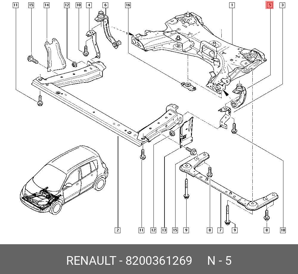 Подушка двигателя | лев | - Renault 8200361269