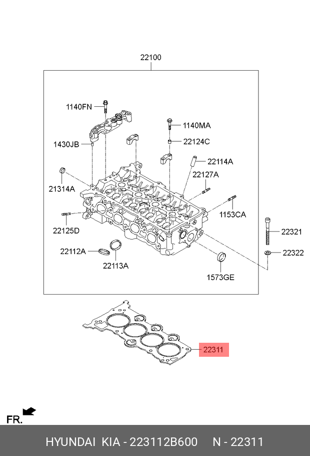 Прокладка головки блока цилиндров - Hyundai/Kia 223112B600