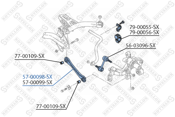 Рычаг нижн. зад. л. Audi A3 03> | лев | - Stellox 5700098SX