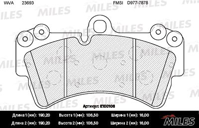 Колодки тормозные audi q7/volkswagen touareg/porcshe cayenne 02> R18 передние - Miles E100106