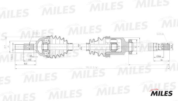 Привод в сборе renault megane 1.6 02- прав. - Miles GC02117