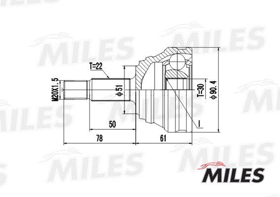 Шрус audi 80 90 18-23 86-91 нар Miles GA20013 2820₽