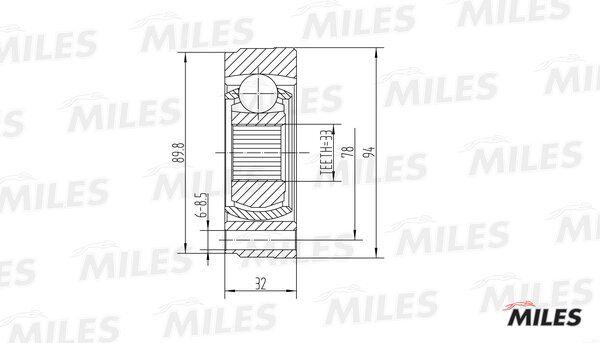 Шрус audi 80/vw g1/g2/g3/passat/polo 1.3-2.3 72-06 внутр. - Miles GA10006