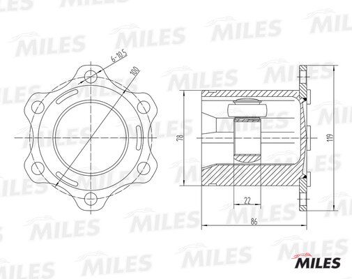 Шрус audi a3/skoda octavia/vw passat/golf/touran 1.9-3.2 03- внутр. - Miles GA10008