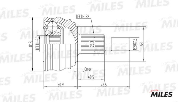 Шрус audi a3/vw g4/skoda octavia 1.4-1.9d 96-05 нар. - Miles GA20022
