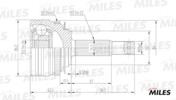 Шрус chevrolet lanos 1.4/1.5 97- нар.(ABS) - Miles GA20050