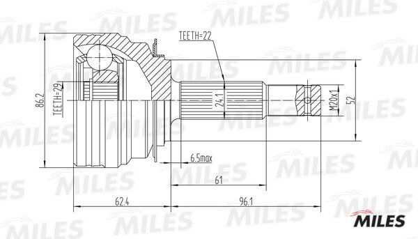 Шрус daewoo lanos 1.4-1.5 97- нар. (-abs) - Miles GA20076
