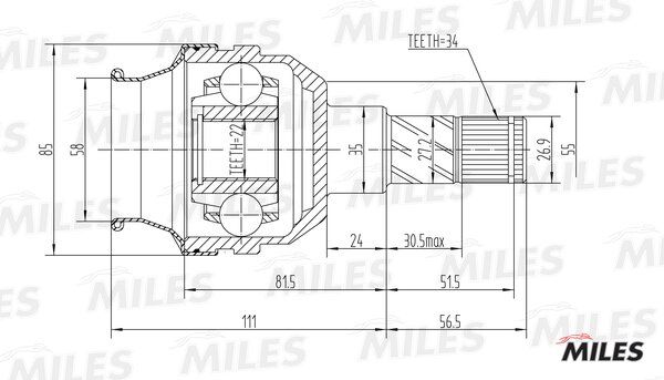 Шрус daewoo nexia/lanos 1.4-1.6 94- внутр. - Miles GA10015