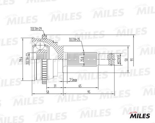 Шрус hyundai accent/elantra 1.3-1.6 94-05 нар.(ABS) - Miles GA20161