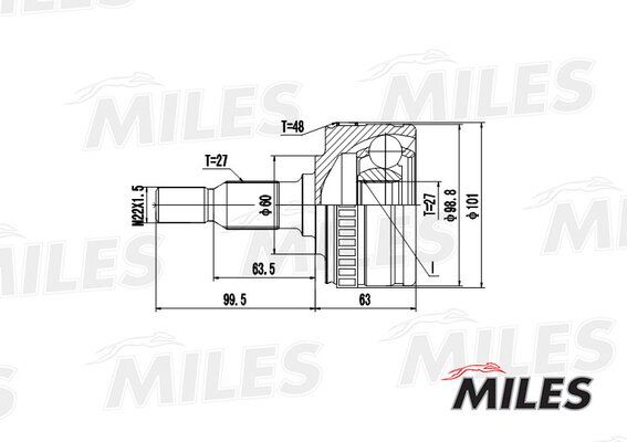 Шрус MB w638 2.0-2.3d 96-03 нар.(ABS) - Miles GA20244