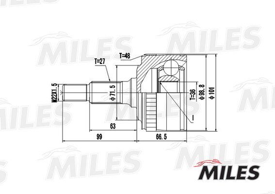 Шрус MB w638 2.0d/2.2d 99-03 нар. (abs) - Miles GA20245