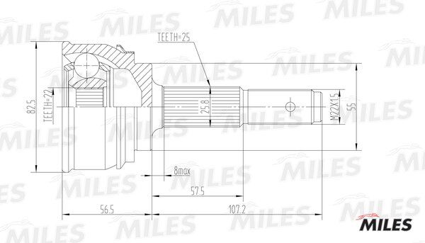 Шрус nissan almera 1.4 95-00 нар. - Miles GA20282