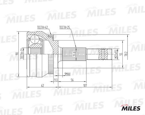 Шрус nissan sunny 1.6-2.0 90-95 нар.(ABS) - Miles GA20336