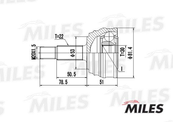 Шрус VW caddy/g2/g3/passat/polo/seat cordoba/ibiza 1.0-1.9d 83-04 нар. - Miles GA20514