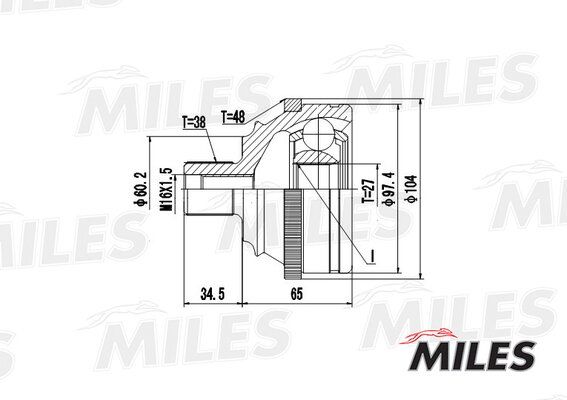 Шрус VW T4 1.9d-2.8 90-03 нар.(ABS) - Miles GA20529
