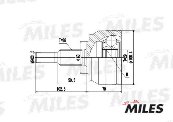 Шрус VW T5 2.5d/3.2 03- нар. - Miles GA20531
