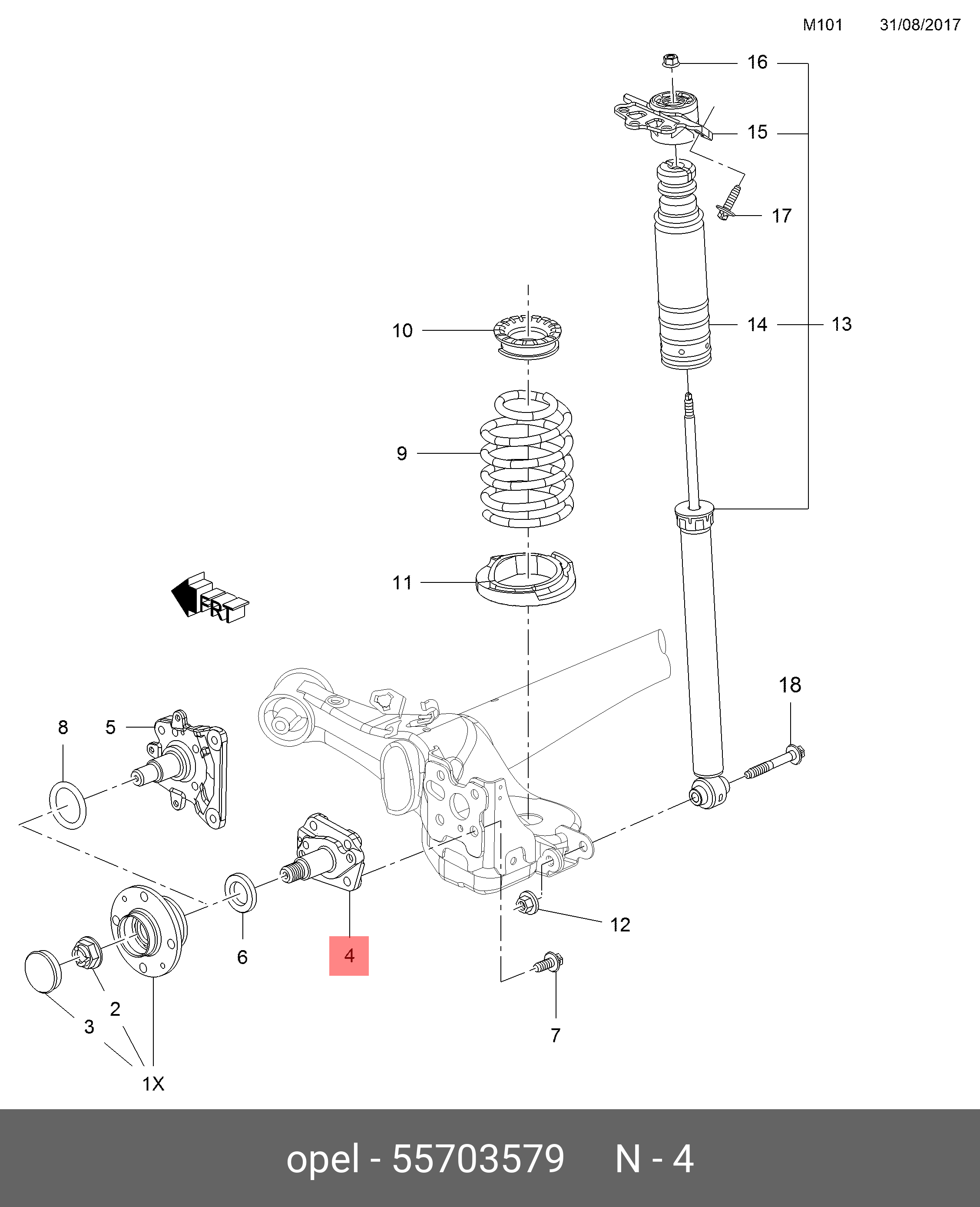 Цапфа задняя левая - Opel 55703579