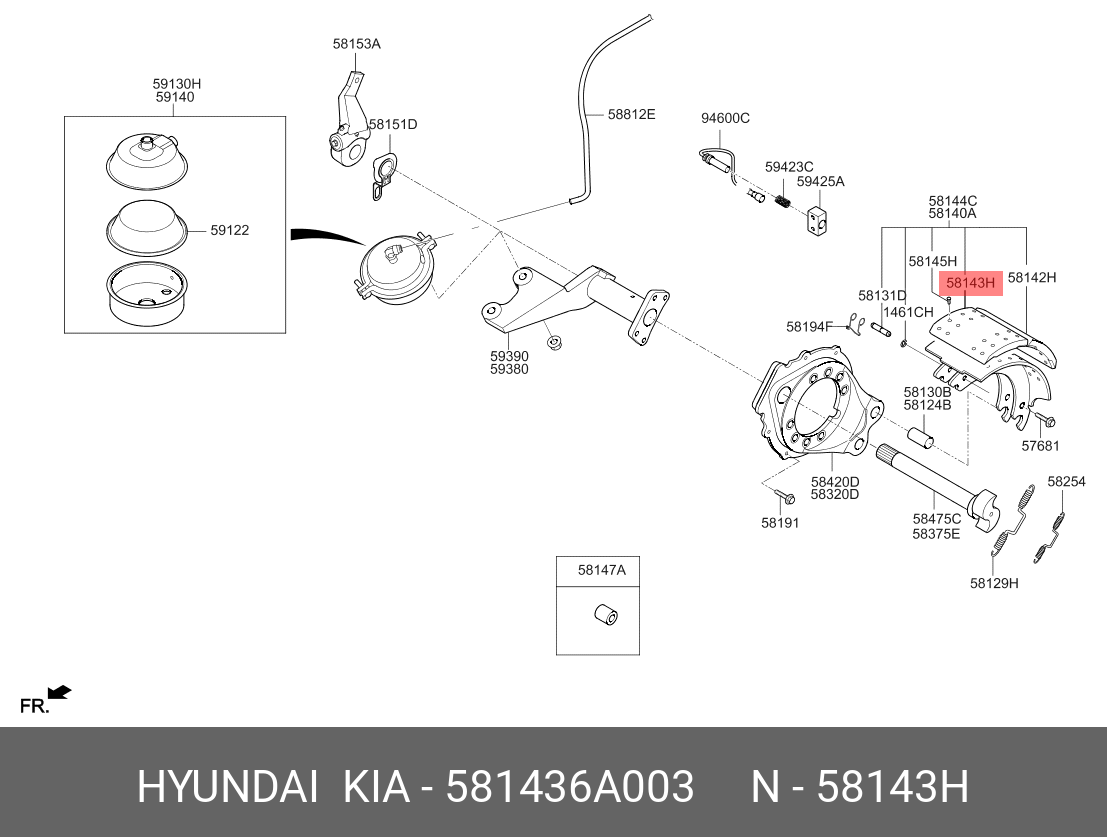 Накладка тормозная - Hyundai/Kia 58143-6A003