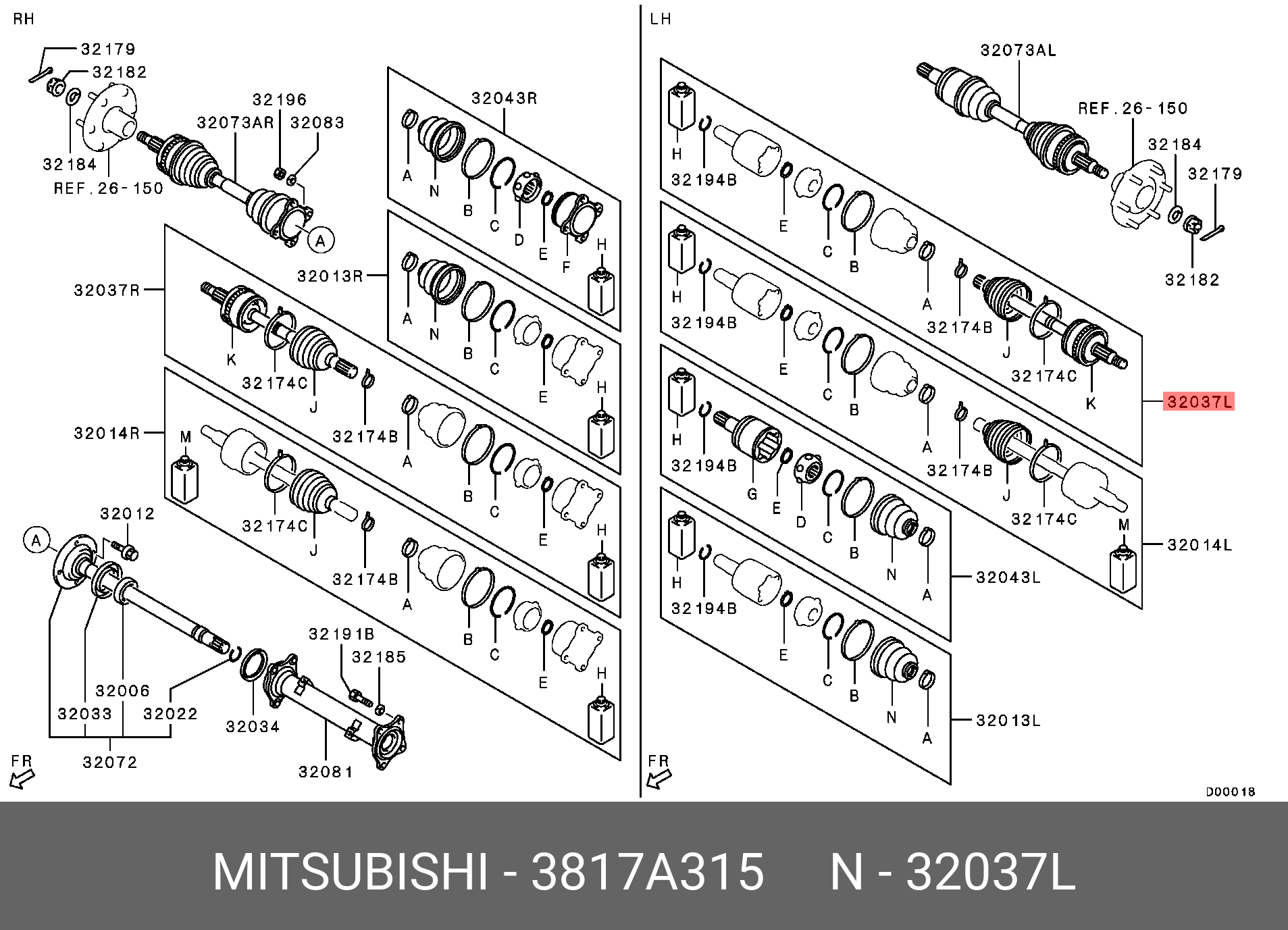 Шрус внешний | перед прав/лев | - Mitsubishi 3817A315