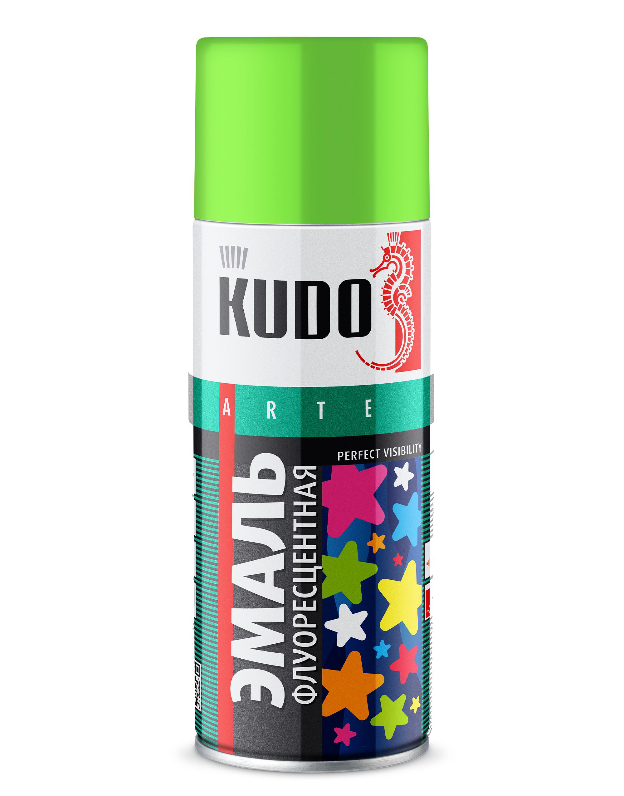 KU 1203 Эмаль флуоресцентная зеленая 520 мл.( 6 шт/кор) - KUDO KU1203