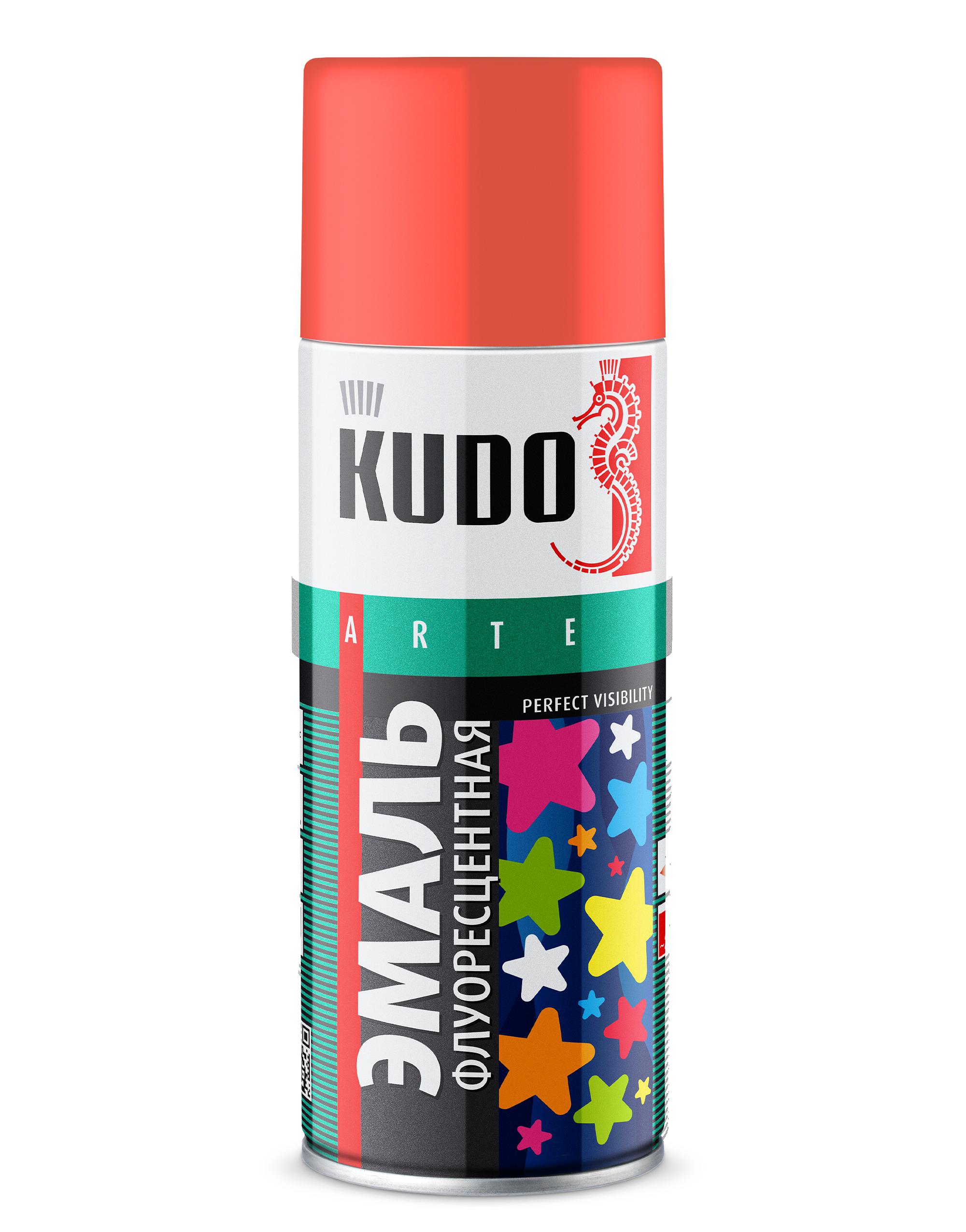KU 1206 Эмаль флуоресцентная оранжево-красная 520 мл.(6шт/кор) - KUDO KU1206