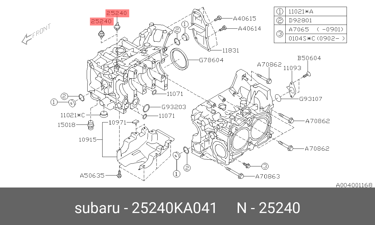 Датчик давления масла - Subaru 25240-KA041