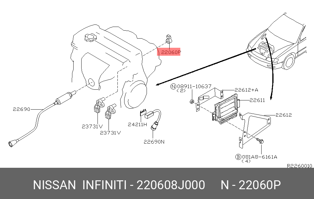 датчик детонации - Nissan 22060-8J000