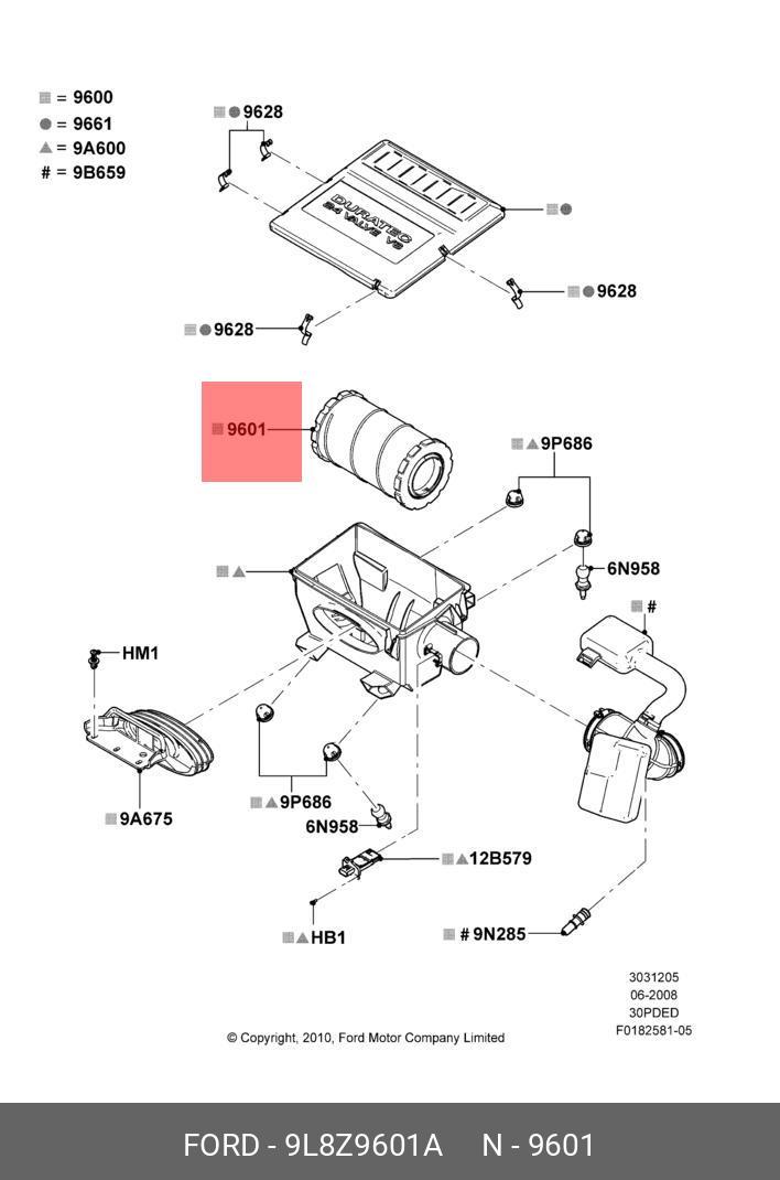 Фильтр воздушный - Ford 9L8Z9601A