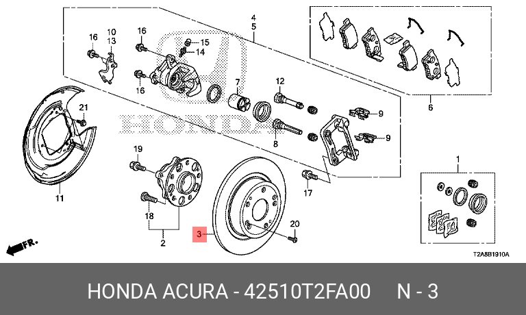 Диск тормозной | зад | - Honda 42510-T2F-A00