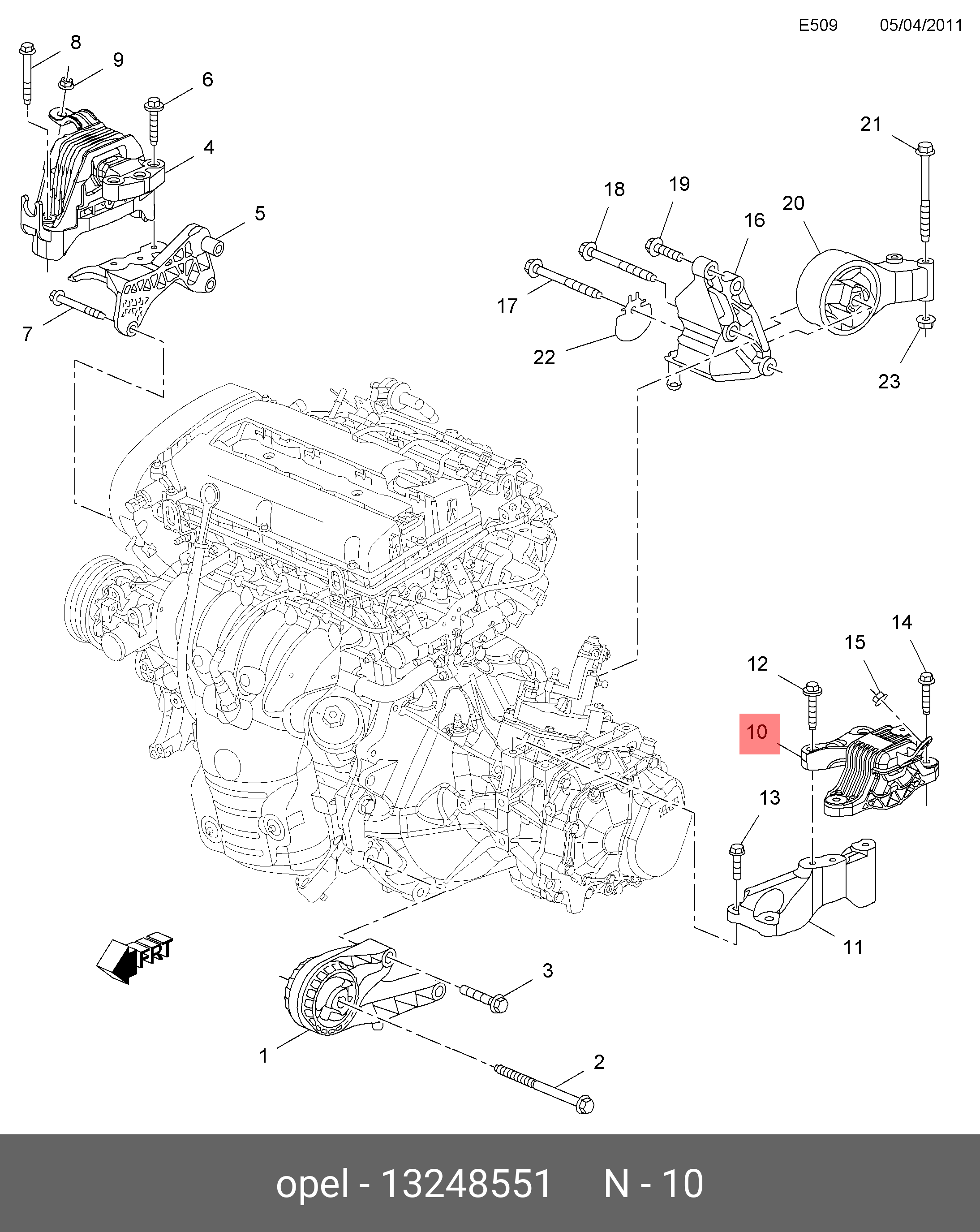 Опора двигателя cruze (левая мкпп) - Daewoo 13248551