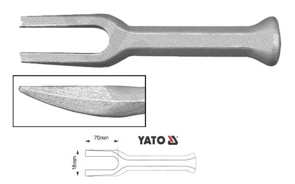 Съемник рулевых тяг ударного типа Вилка 200мм - Yato YT0615