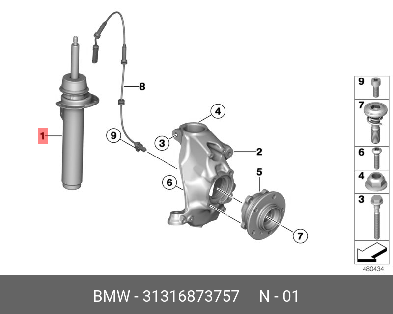 Амортизационная стойка л ПД | перед лев | - BMW 31316873757