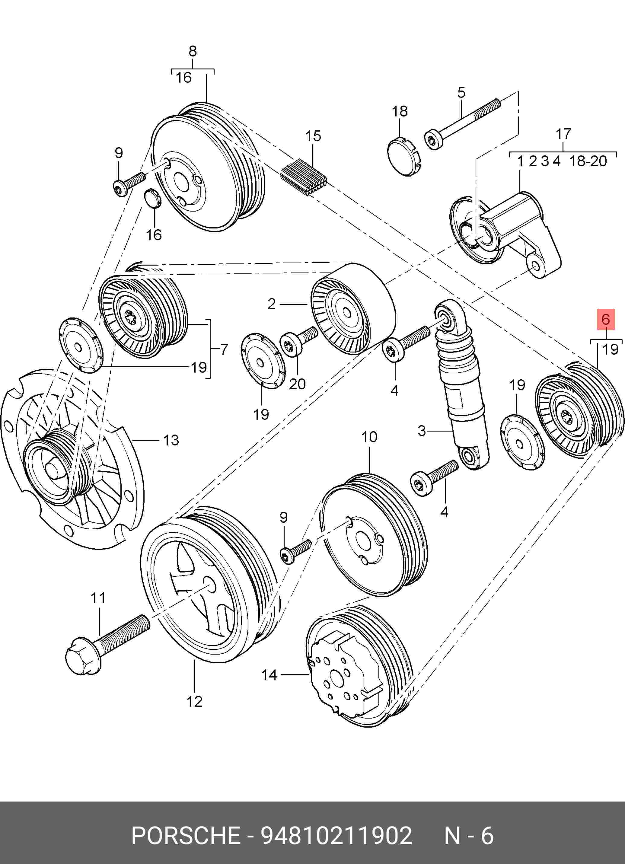 Ролик обводной - Porsche 94810211902