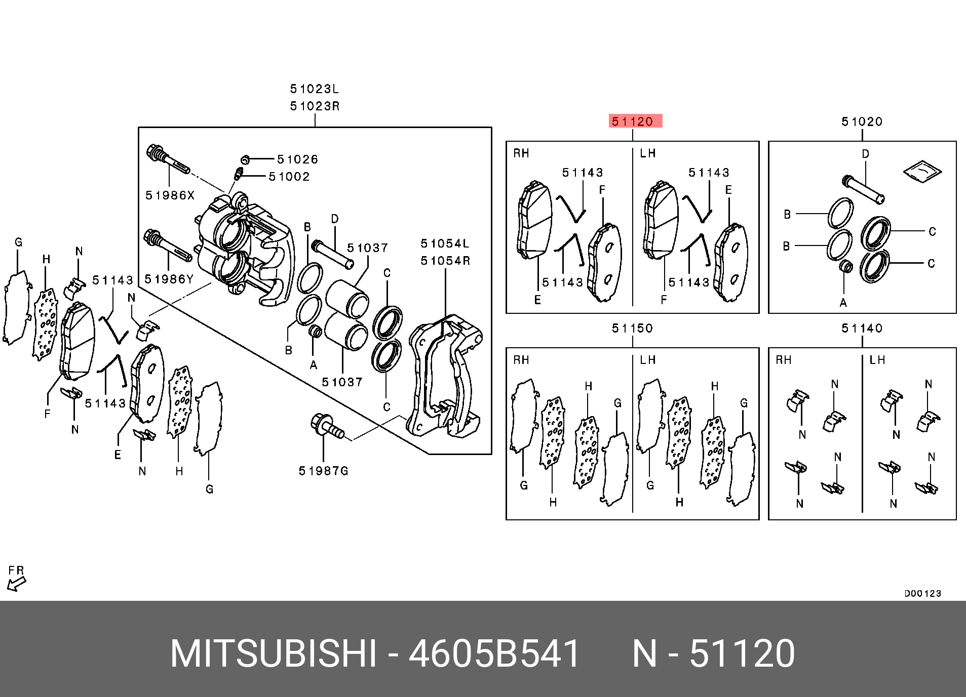 Колодки тормозные дисковые | перед | - Mitsubishi 4605B541