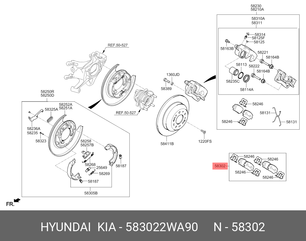 Колодки тормозные дисковые | зад | - Hyundai/Kia 58302-2WA90