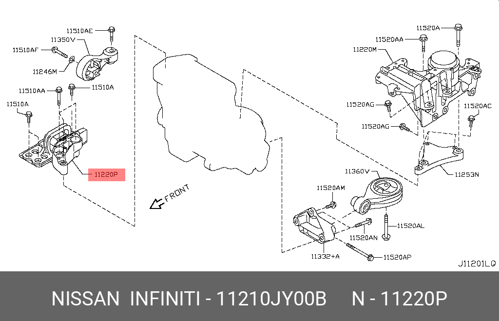 Подушка двигателя - Nissan 11210-JY00B