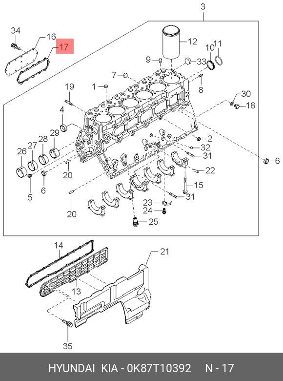Прокладка блока двигателя - Hyundai/Kia 0K87T10392