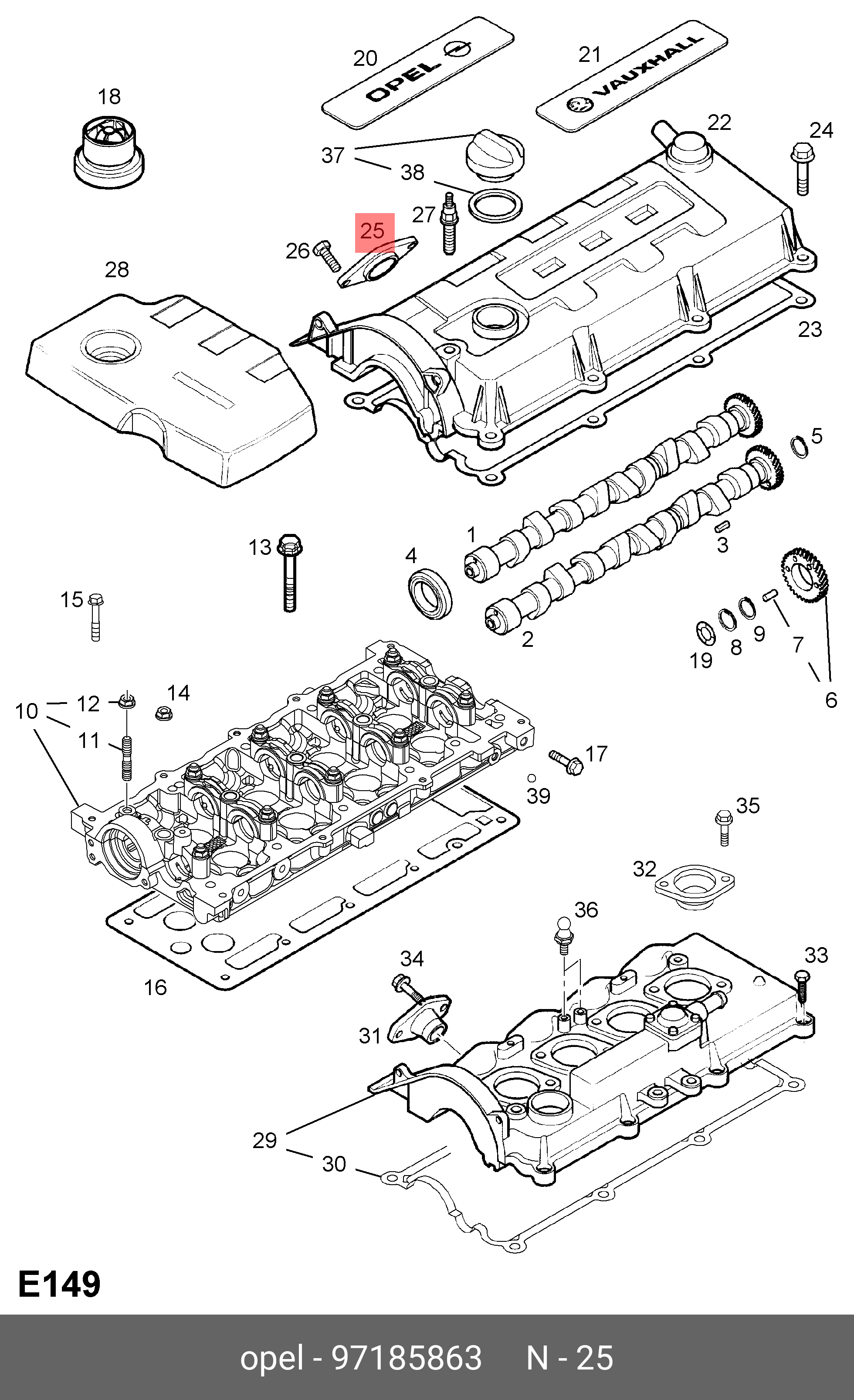 Прокладка клапанной крышки / opel 1.7 dt,dtl,dth - Opel 97185863
