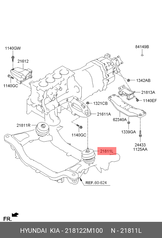 Опорный узел двигателя - Hyundai/Kia 218122M100