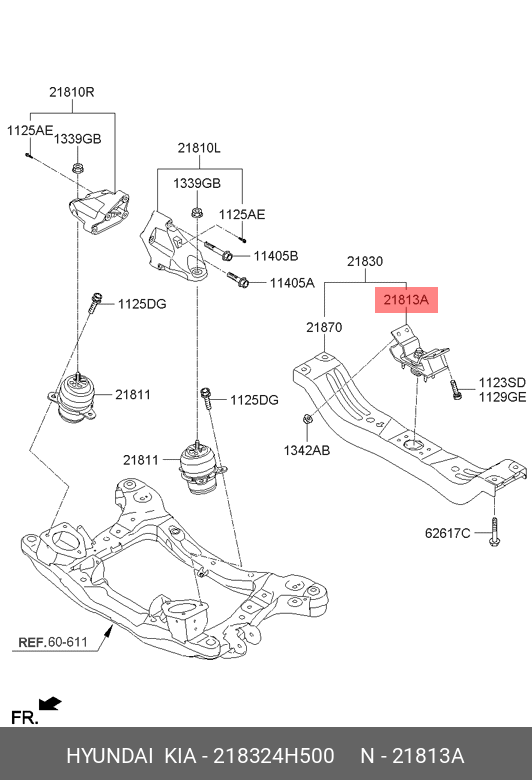 Опорный узел двигателя - Hyundai/Kia 218324H500