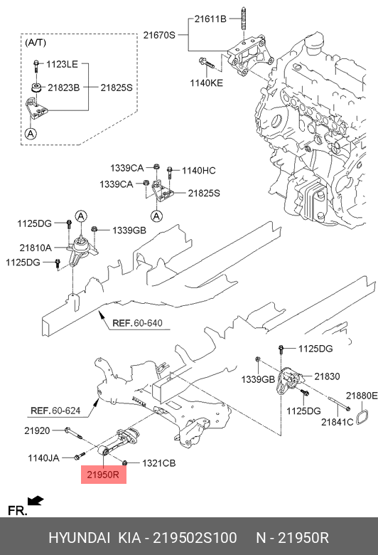 Опорный узел двигателя - Hyundai/Kia 219502S100