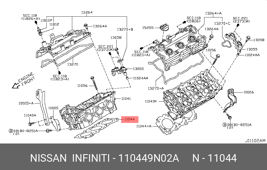 Прокладка головки блока цилиндров - Nissan 11044-9N02A