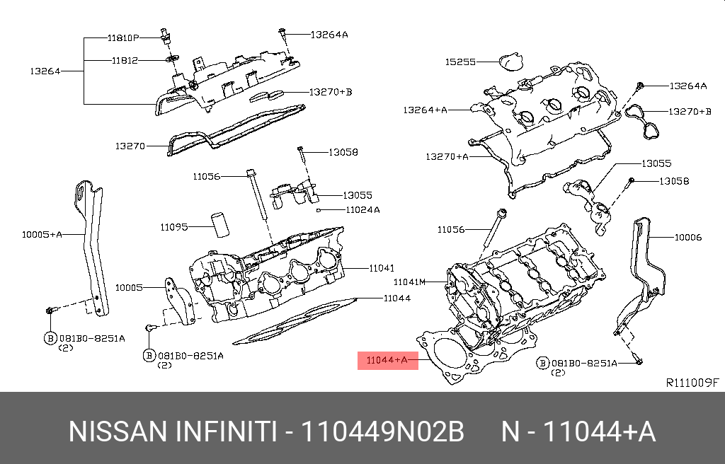 Прокладка головки блока цилиндров - Nissan 11044-9N02B