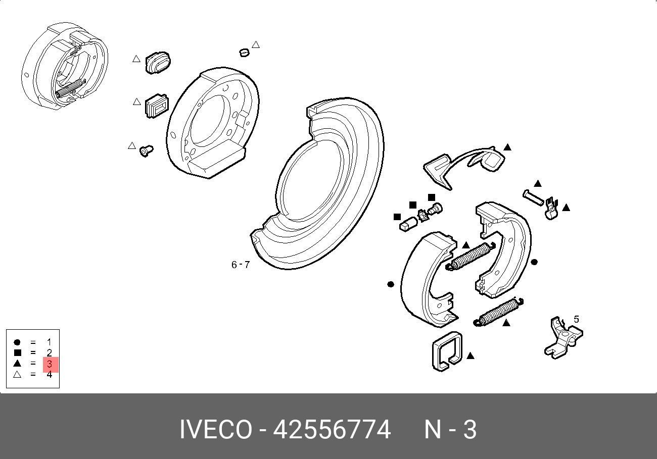 Рем/комплект возвратных пружин ручного тормоза - Iveco 42556774