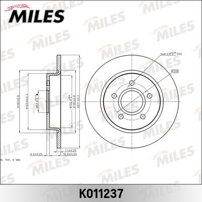 Диск тормозной ford focus III 11-/c-max 10- задний - Miles K011237