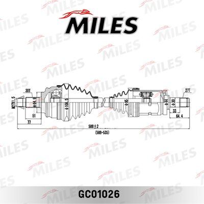 Привод в сборе BMW x5(e53) пер.лев. - Miles GC01026